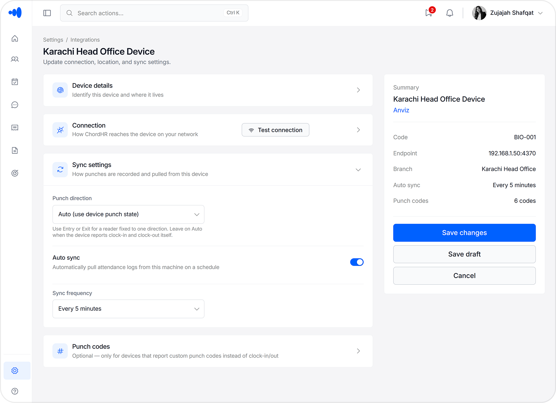 Biometric auto sync